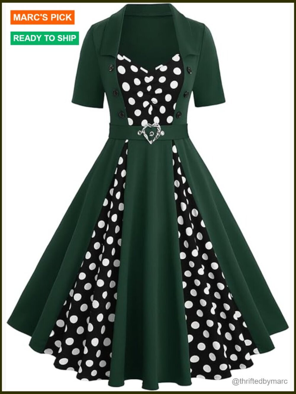Plus Size Retro 1950s Vintage Pinup Swing Dress Midi V-Neck
